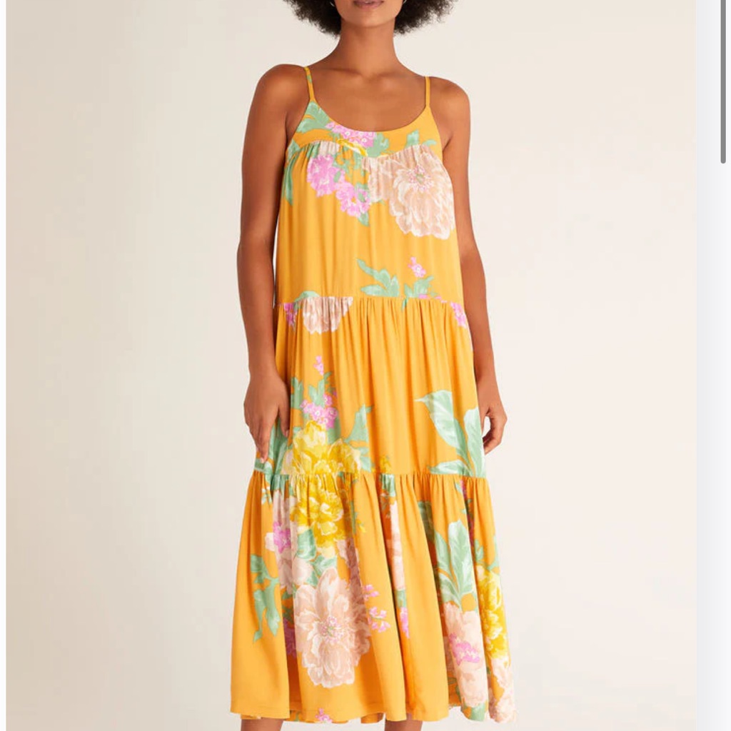 Z Supply Floral Dress In Mustard And Pink